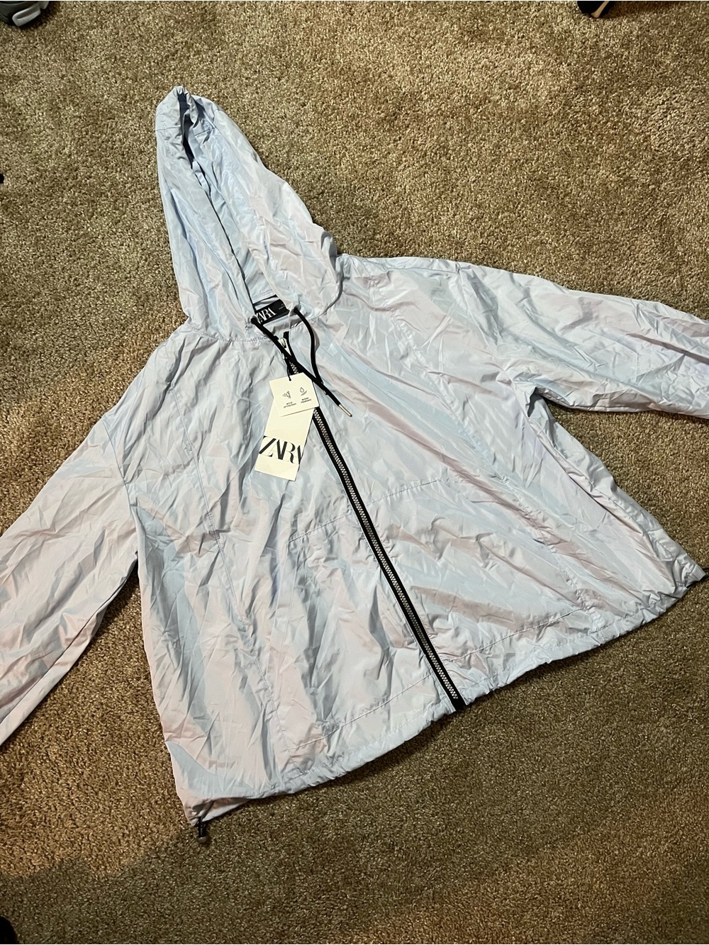 Zara Pale Blue Hooded Lightweight Jacket